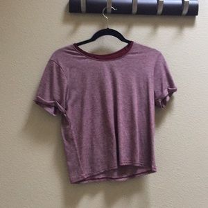 crimson striped women’s casual tshirt